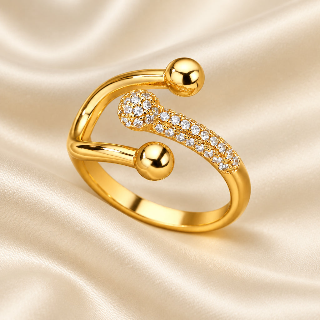 Bague Zircon Dorée — BySka