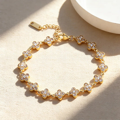 Dolce — Bracelet fleurs à zircons colorés