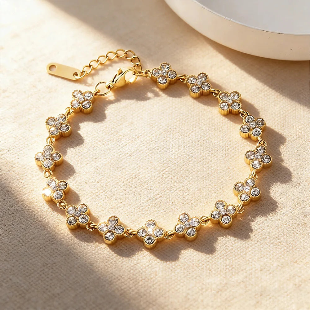 Bracelet Fleurs à Zircons Colorés — Acier Inoxydable — vue 22