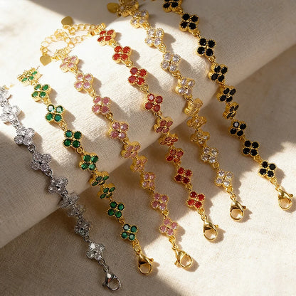 Dolce — Bracelet fleurs à zircons colorés