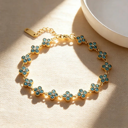 Dolce — Bracelet fleurs à zircons colorés