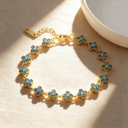 Bracelet Fleurs à Zircons Colorés — Acier Inoxydable — vue 30