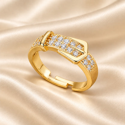 Bague Zircon Dorée — BySka