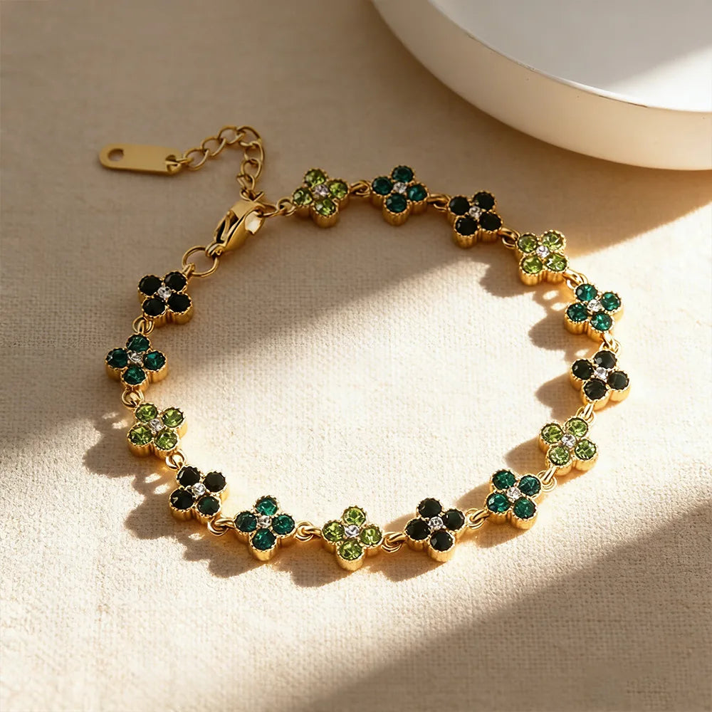 Bracelet Fleurs à Zircons Colorés — Acier Inoxydable — vue 27