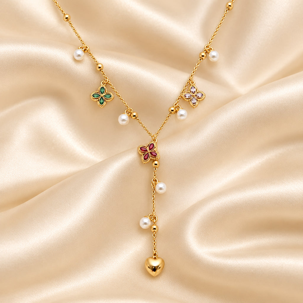 Collier Pendentif Fleur en Zircons — BySka