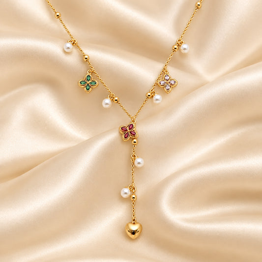 Collier Pendentif Fleur en Zircons — BySka