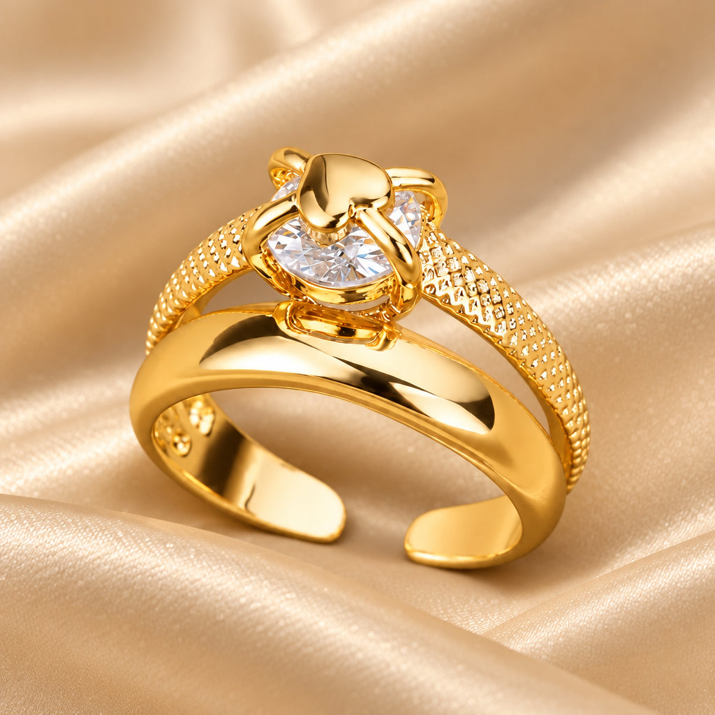 Bague Zircon Dorée — BySka