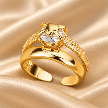 Bague Zircon Dorée — BySka