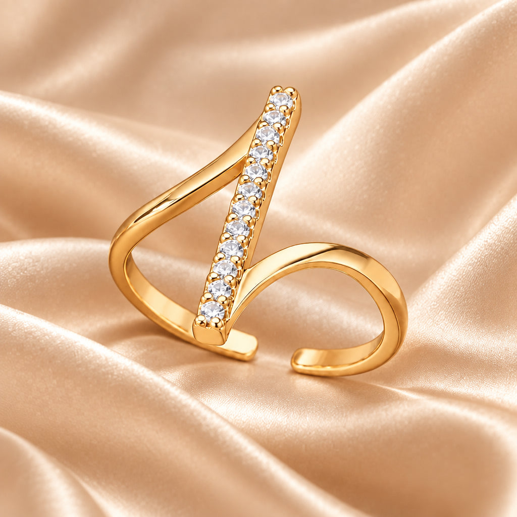 Bague Zircon Dorée — BySka