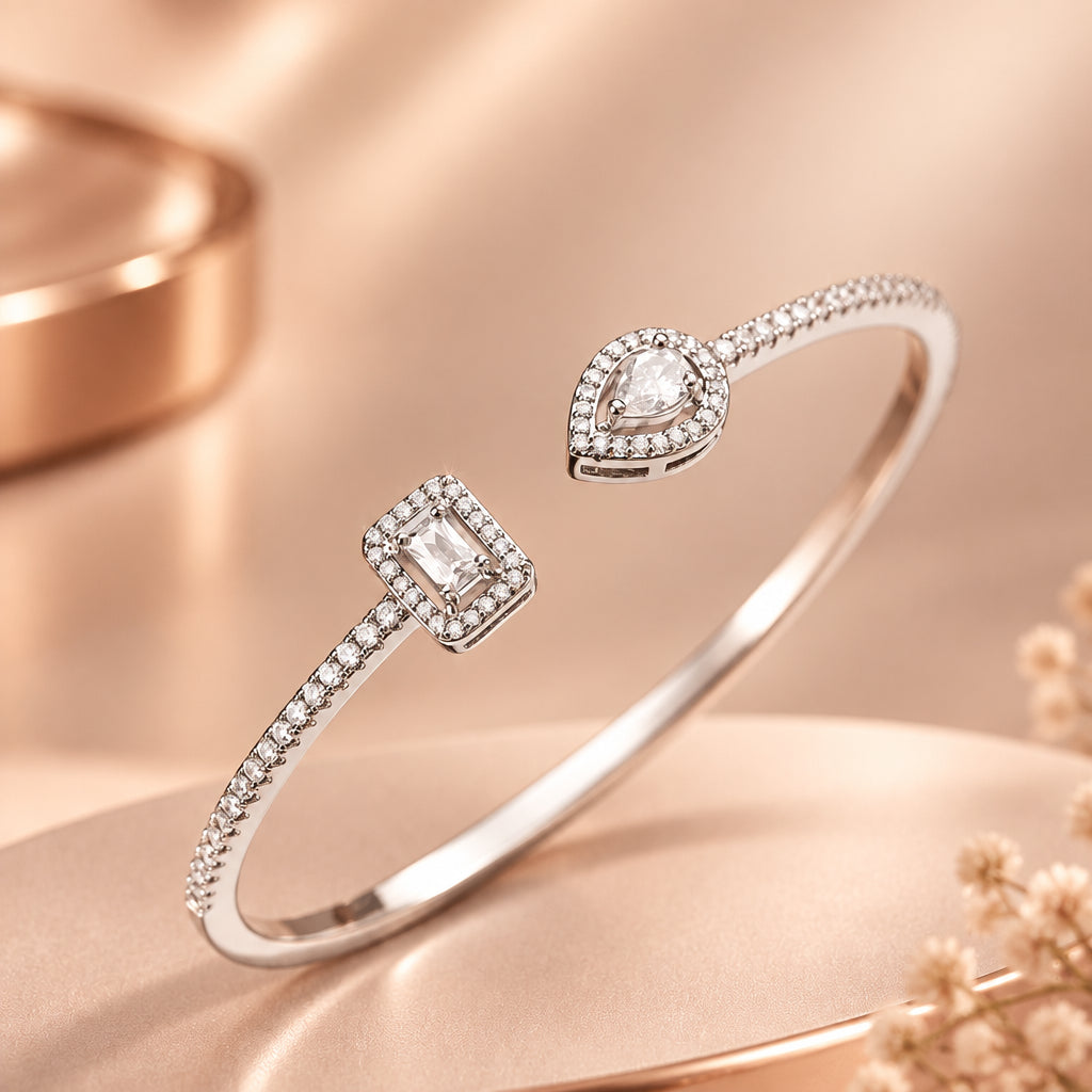 Vertige — Bracelet jonc ouvert à zircons