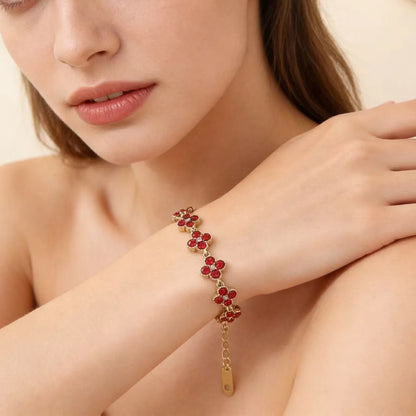 Bracelet Fleurs à Zircons Colorés — Acier Inoxydable — vue 12