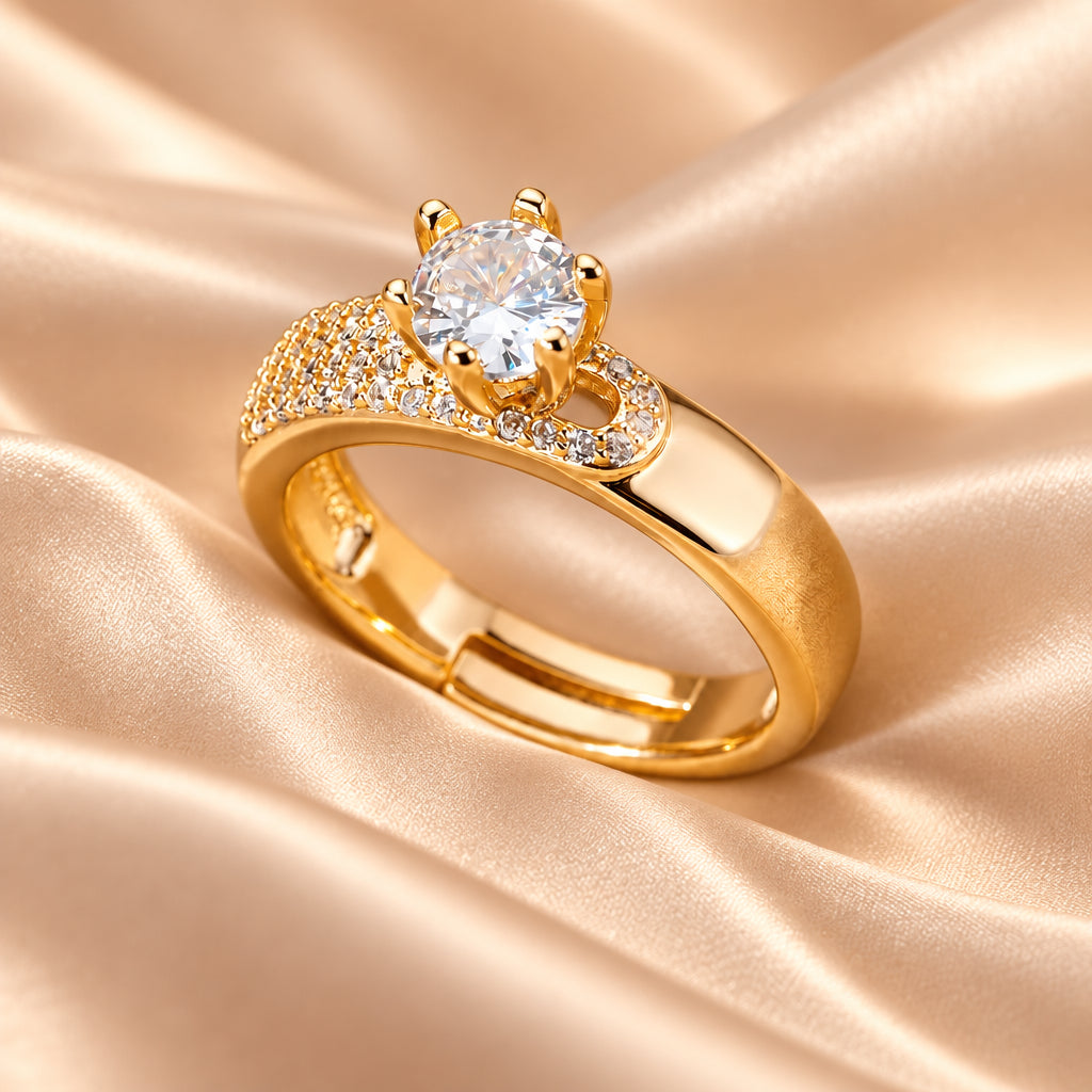 Bague Zircon Dorée — BySka