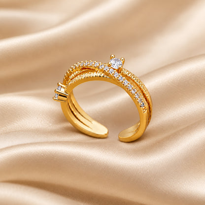 Bague Zircon Dorée — BySka