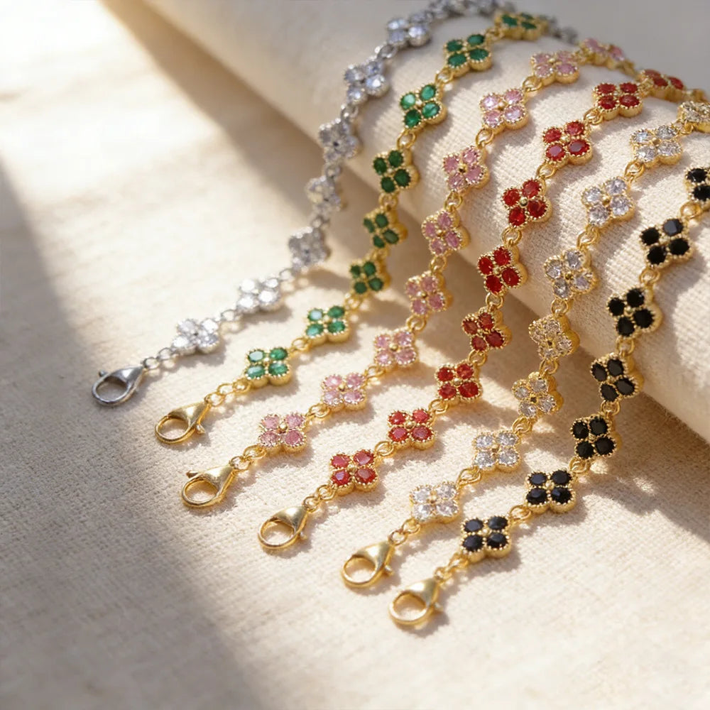 Bracelet Fleurs à Zircons Colorés — Acier Inoxydable — vue 17