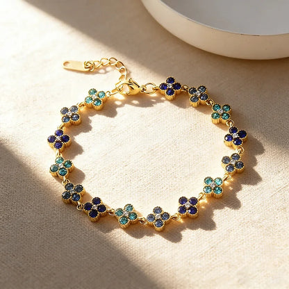 Bracelet Fleurs à Zircons Colorés — Acier Inoxydable — vue 26
