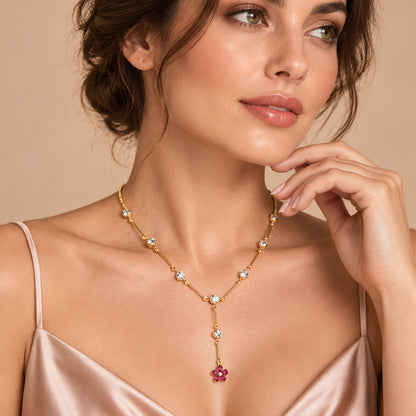 Collier Pendentif Fleur en Zircons — BySka
