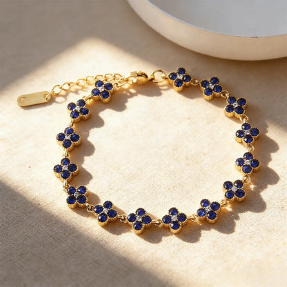 Dolce — Bracelet fleurs à zircons colorés