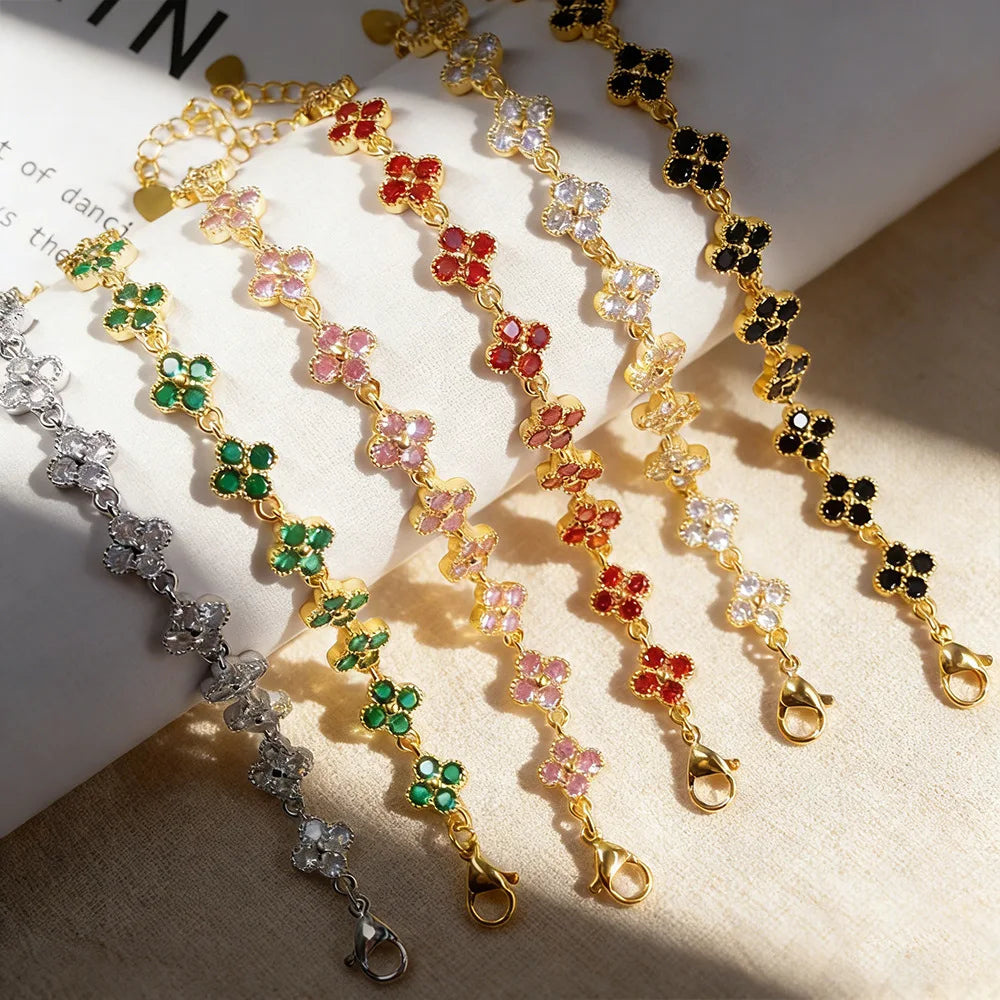 Bracelet Fleurs à Zircons Colorés — Acier Inoxydable — vue 19