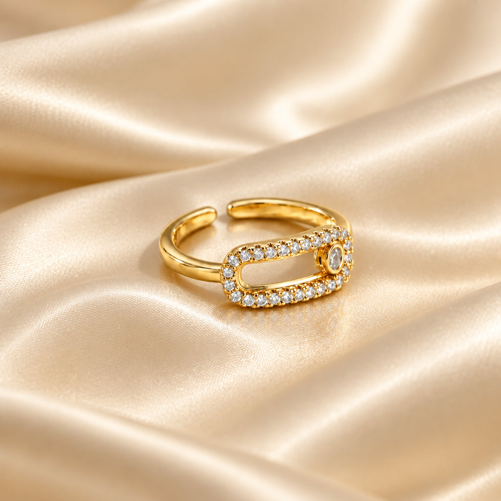 Bague Zircon Dorée — BySka