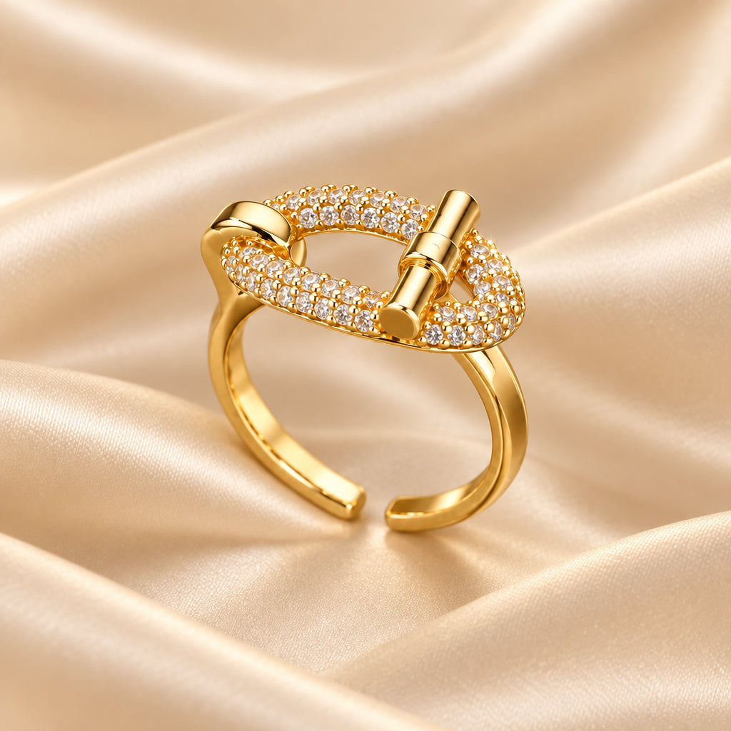 Bague Zircon Dorée — BySka
