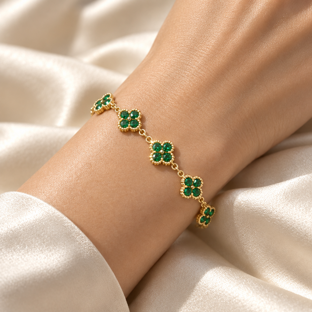 Bracelet Fleurs à Zircons Colorés — Acier Inoxydable — vue 7
