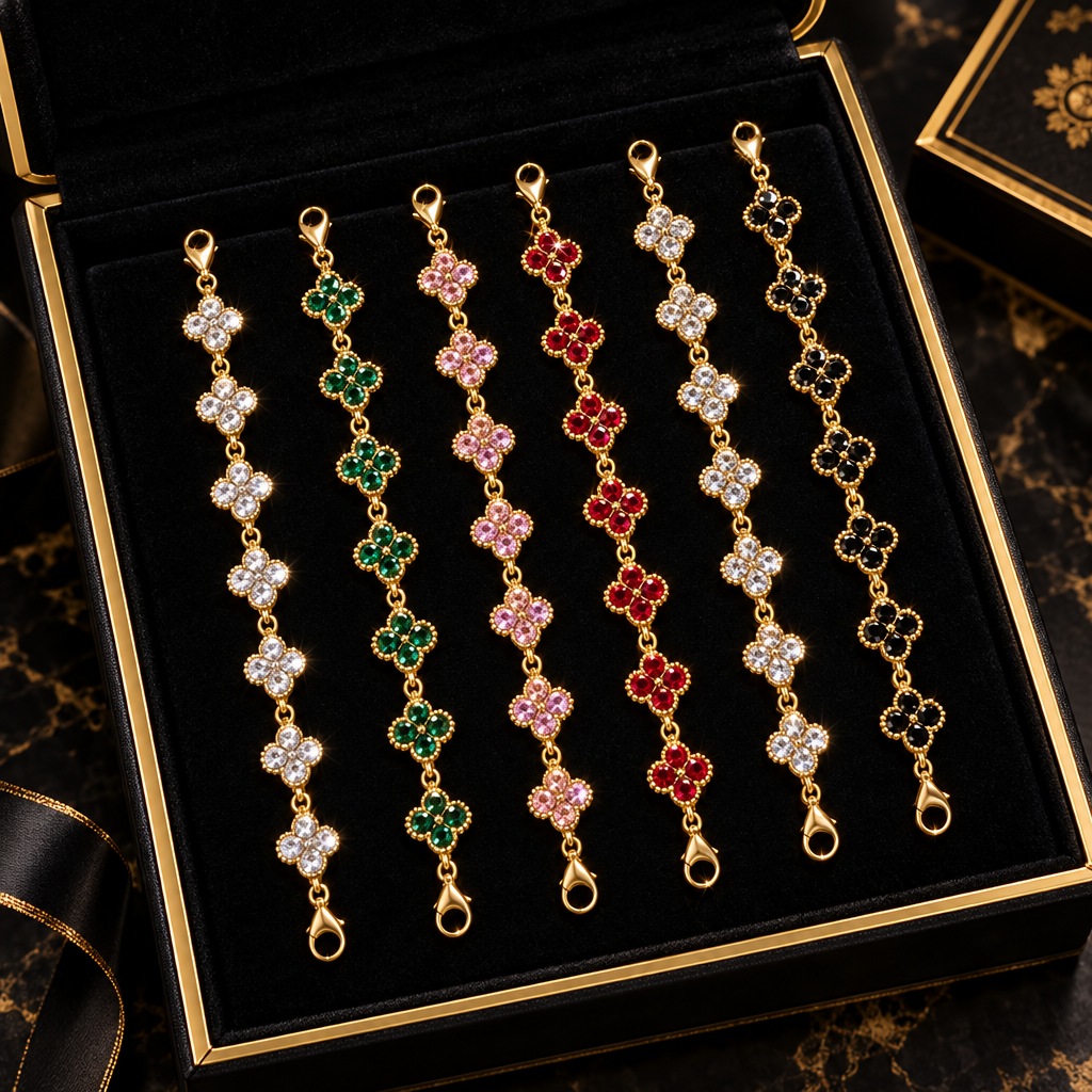 Bracelet Fleurs à Zircons Colorés — Acier Inoxydable — vue 9