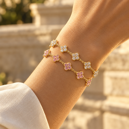 Bracelet Fleurs à Zircons Colorés — Acier Inoxydable — vue 6