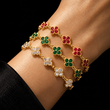 Bracelet Fleurs à Zircons Colorés — Acier Inoxydable — vue 4
