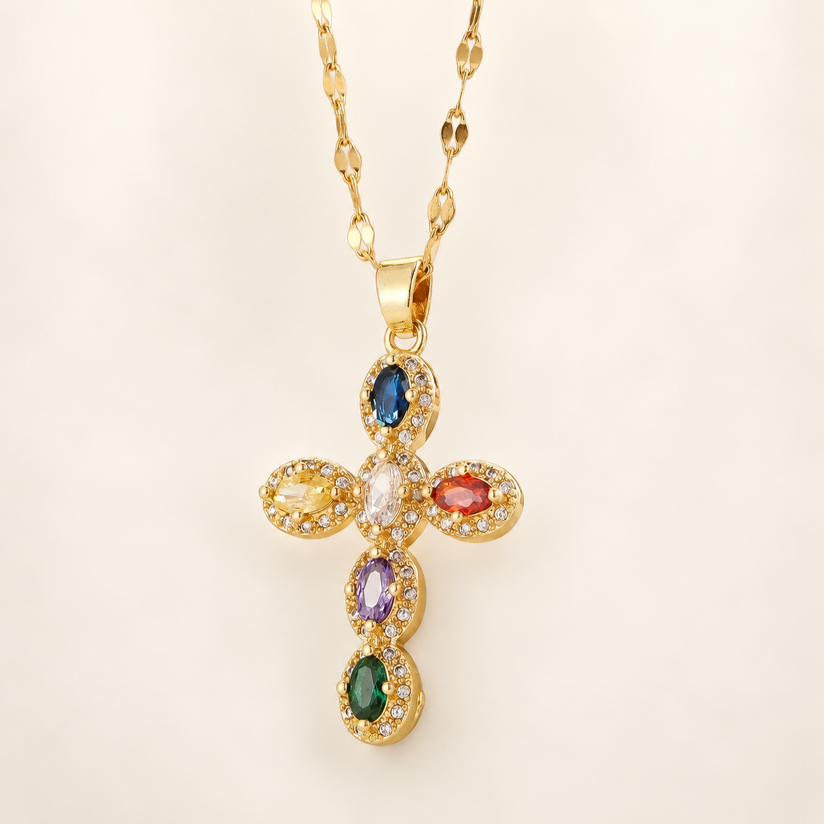 Luce — Collier croix à zircons
