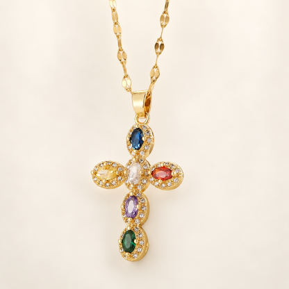 Luce — Collier croix à zircons