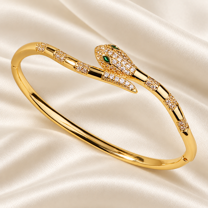Bracelet Sélia Serpent à maillons sur satin ivoire